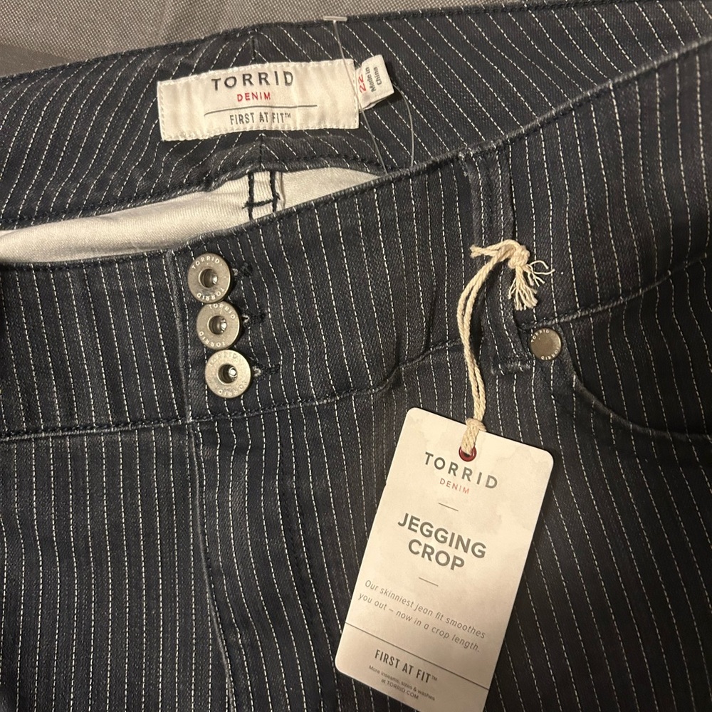 NWT Torrid Jegging Crop Size 22 Blue Striped